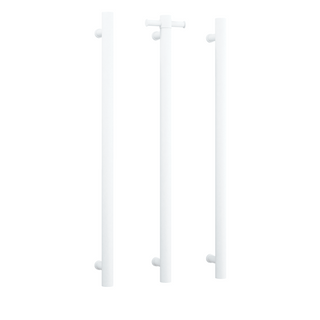 Thermogroup Straight Round Vertical Single Heated Towel Rail - Matte White - VS900HMW