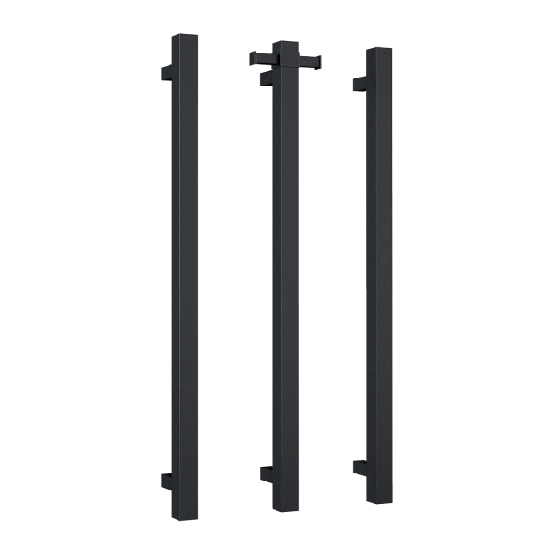 Thermorail 12V Square 900 Vertical Single Bar Heated Towel Rail - VS900SHB Matte Black