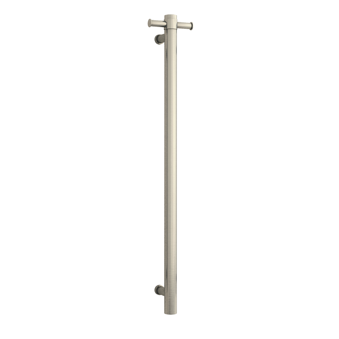 Thermorail 240V Round 900 Vertical Single Heated Towel Rail - VSH900HBN Brushed Nickel