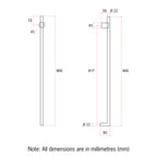 Thermorail 240V Vertical 900 Heated Towel Rail - VTH900 Polished Stainless Steel
