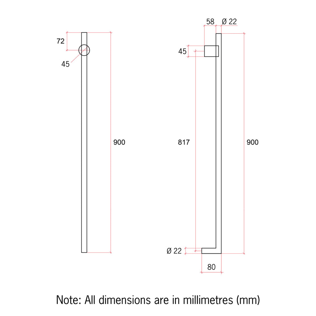 Thermorail 240V Vertical 900 Heated Towel Rail - VTH900BN Brushed Nickel