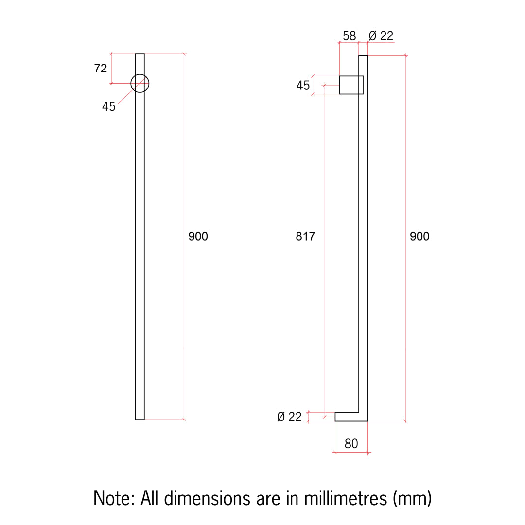 Thermorail 240V Vertical 900 Heated Towel Rail - VTH900BN Brushed Nickel