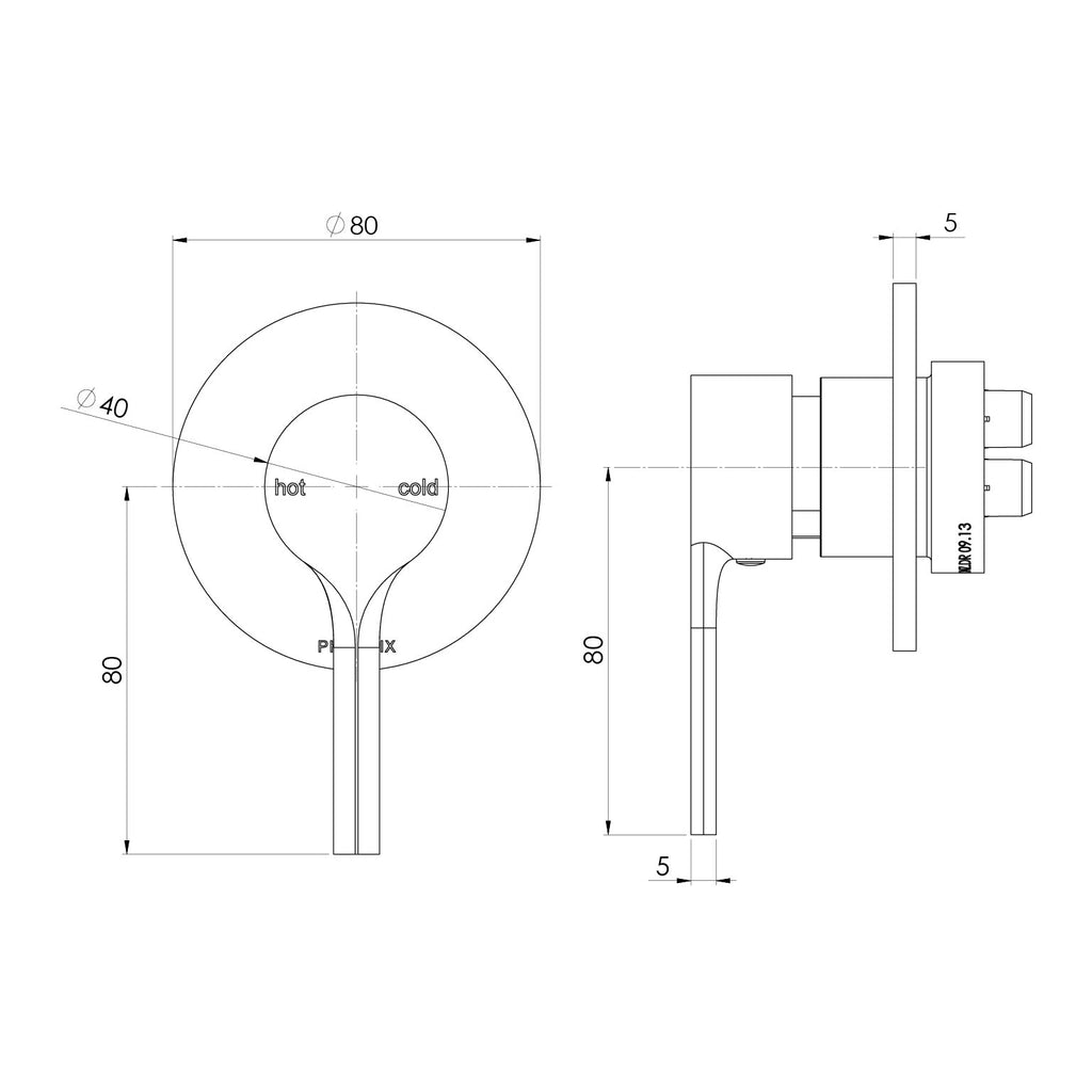 Phoenix Slimline Oval SwitchMix Shower / Wall Mixer Trim Kit Only - LF Brushed Gold - VV2805-12-1