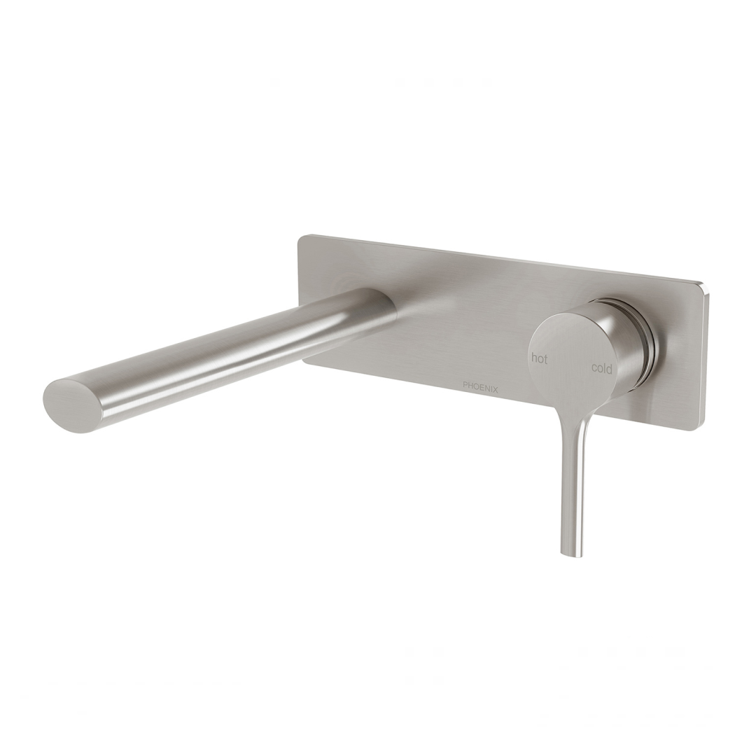 Phoenix SwitchMix Vivid Slimline Oval 175mm Wall Basin / Bath Mixer Trim Kit (Requires In-Wall Body) - LF Brushed Nickel - VV2812-40-1