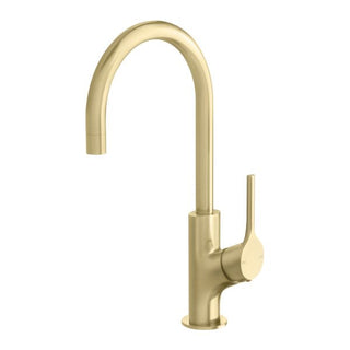 Phoenix Vivid Slimline Oval Sink Mixer 160mm Gooseneck - LF Brushed Gold - VV735-12-1