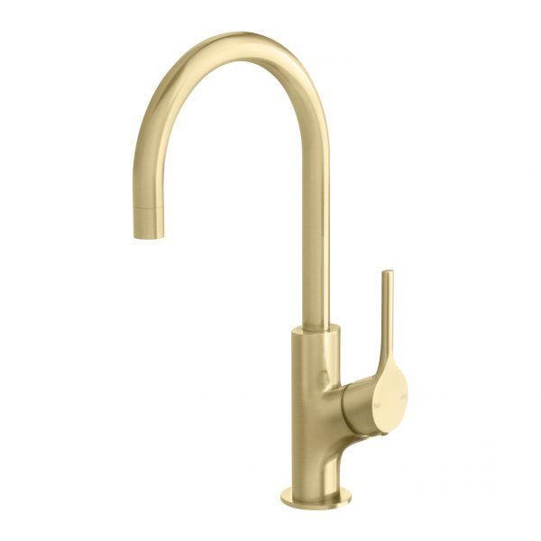 Phoenix Vivid Slimline Oval Sink Mixer 160mm Gooseneck - LF Brushed Gold - VV735-12-1