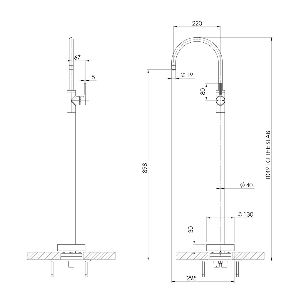Phoenix Vivid Slimline Oval Floor Mounted Bath Mixer - Chrome - VV745-00