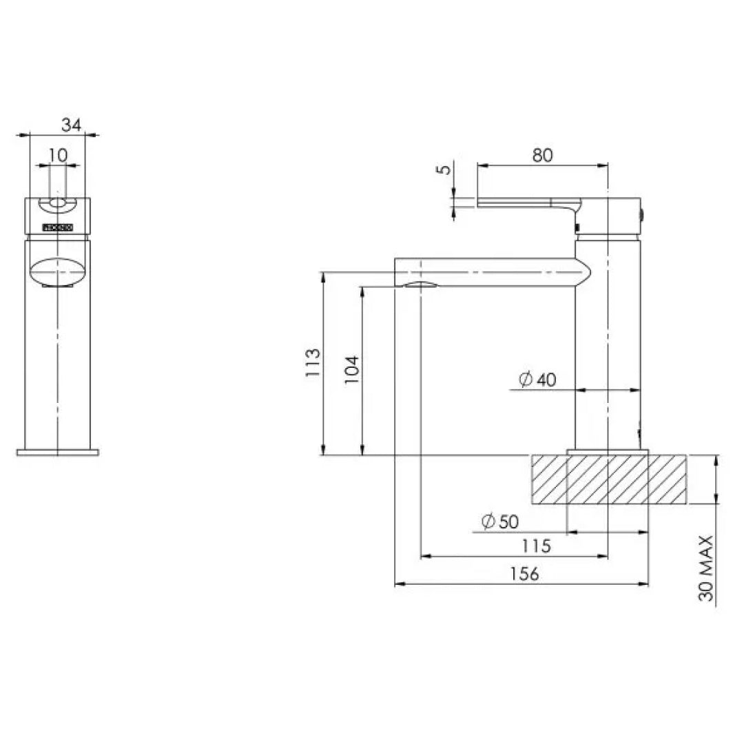 Phoenix Vivid Slimline Oval Basin Mixer - LF Matte Black - VV770-10-1