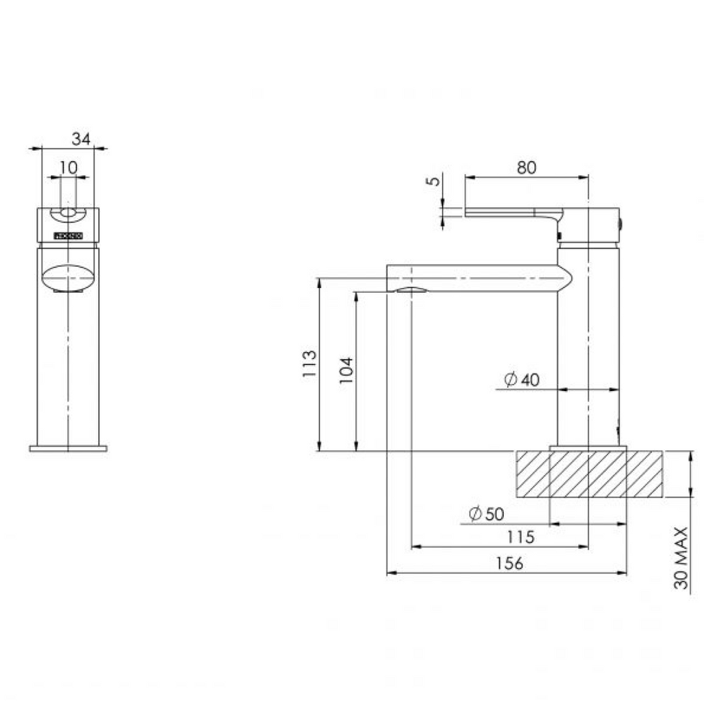 Phoenix Vivid Slimline Oval Basin Mixer - LF Chrome - VV770-00-1