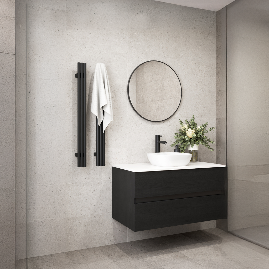 Thermogroup VW900B Vertical Triple Tube Heated Towel Rail - Matte Black