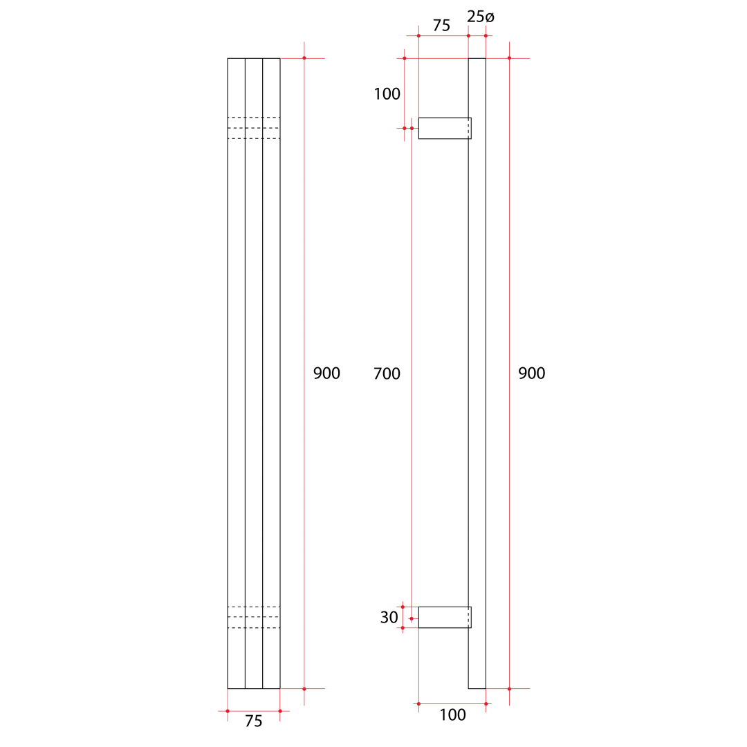 Thermogroup VW900 Vertical Triple Tube Heated Towel Rail - Polished Stainless Steel