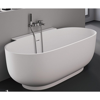 Kaskade Abbey Freestanding Back to Wall Stone Bath Includes Overflow - Matte White VX01-1700 - VX01-1700-NIK8653NA