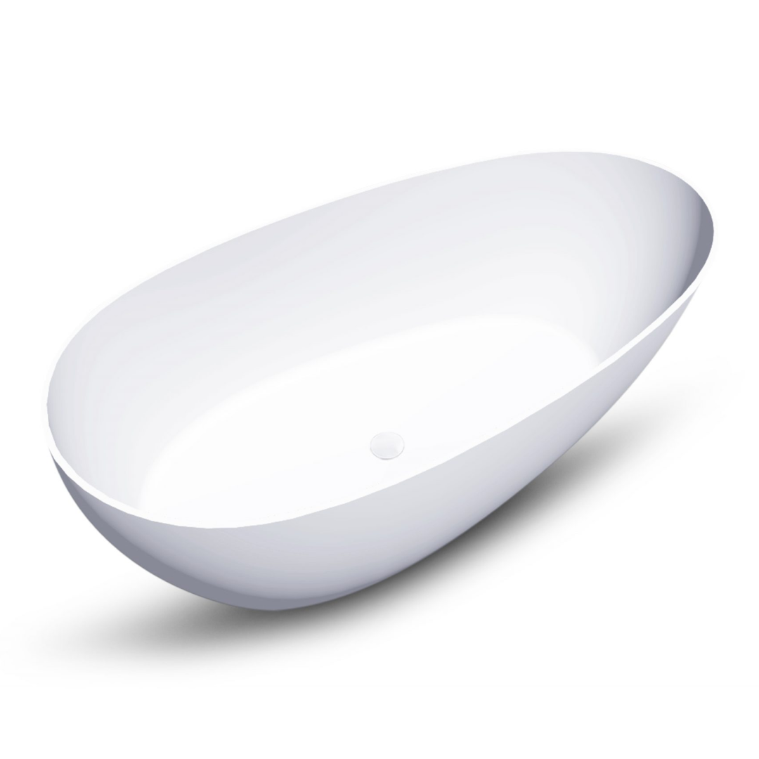 Kaskade Alice Freestanding Egg-Shaped Stone Bath No Overflow - Matte White VX03-1700