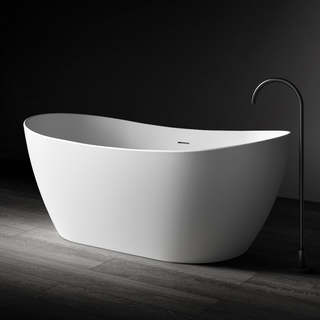 Kaskade Diane VX100-1625 Freestanding Oval Stone Bath Includes Overflow - Matte White - VX100-1625-NIK8633NA