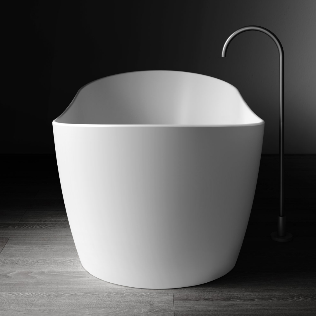 Kaskade Diane VX100-1625 Freestanding Oval Stone Bath Includes Overflow - Matte White - VX100-1625-NIK8633NA