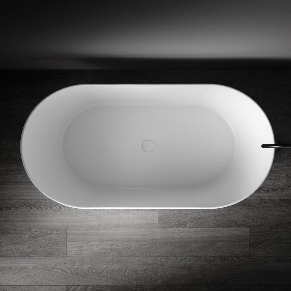 Kaskade Diane VX100-1625 Freestanding Oval Stone Bath Includes Overflow - Matte White - VX100-1625-NIK8633NA