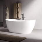 Kaskade Diane VX100-1625 Freestanding Oval Stone Bath Includes Overflow - Matte White - VX100-1625-NIK8633NA