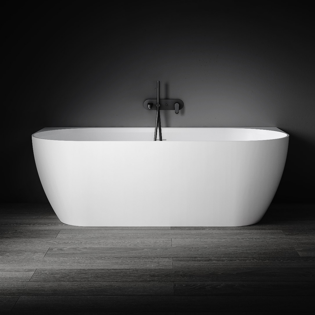Kaskade Eleni VX105-1700 Back to Wall Stone Bath Includes Overflow - Matte White - VX105-1700-NIK8699NA
