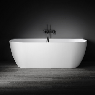 Kaskade Eleni VX105-1700 Back to Wall Stone Bath Includes Overflow - Matte White - VX105-1700-NIK8699NA