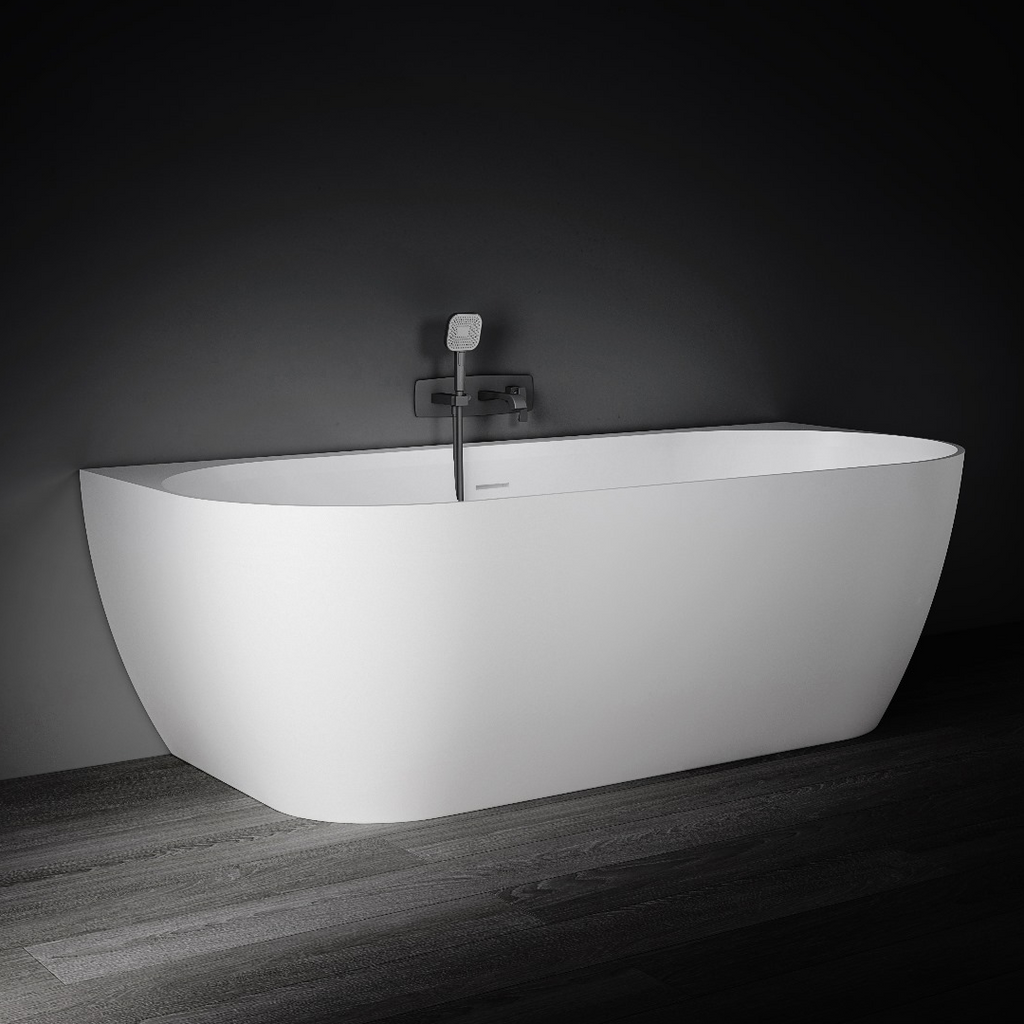 Kaskade Eleni VX105-1700 Back to Wall Stone Bath Includes Overflow - Matte White - VX105-1700-NIK8699NA