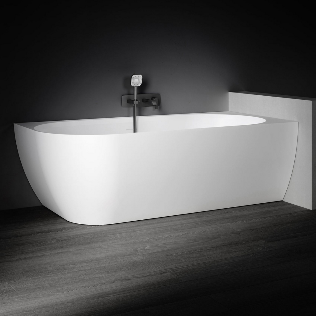 Kaskade Eleni VX106-1700 Right Hand Corner Back to Wall Stone Bath Includes Overflow - Matte White - VX106-1700-NIK8701NA