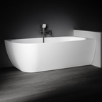 Kaskade Eleni VX106-1700 Right Hand Corner Back to Wall Stone Bath Includes Overflow - Matte White - VX106-1700-NIK8701NA