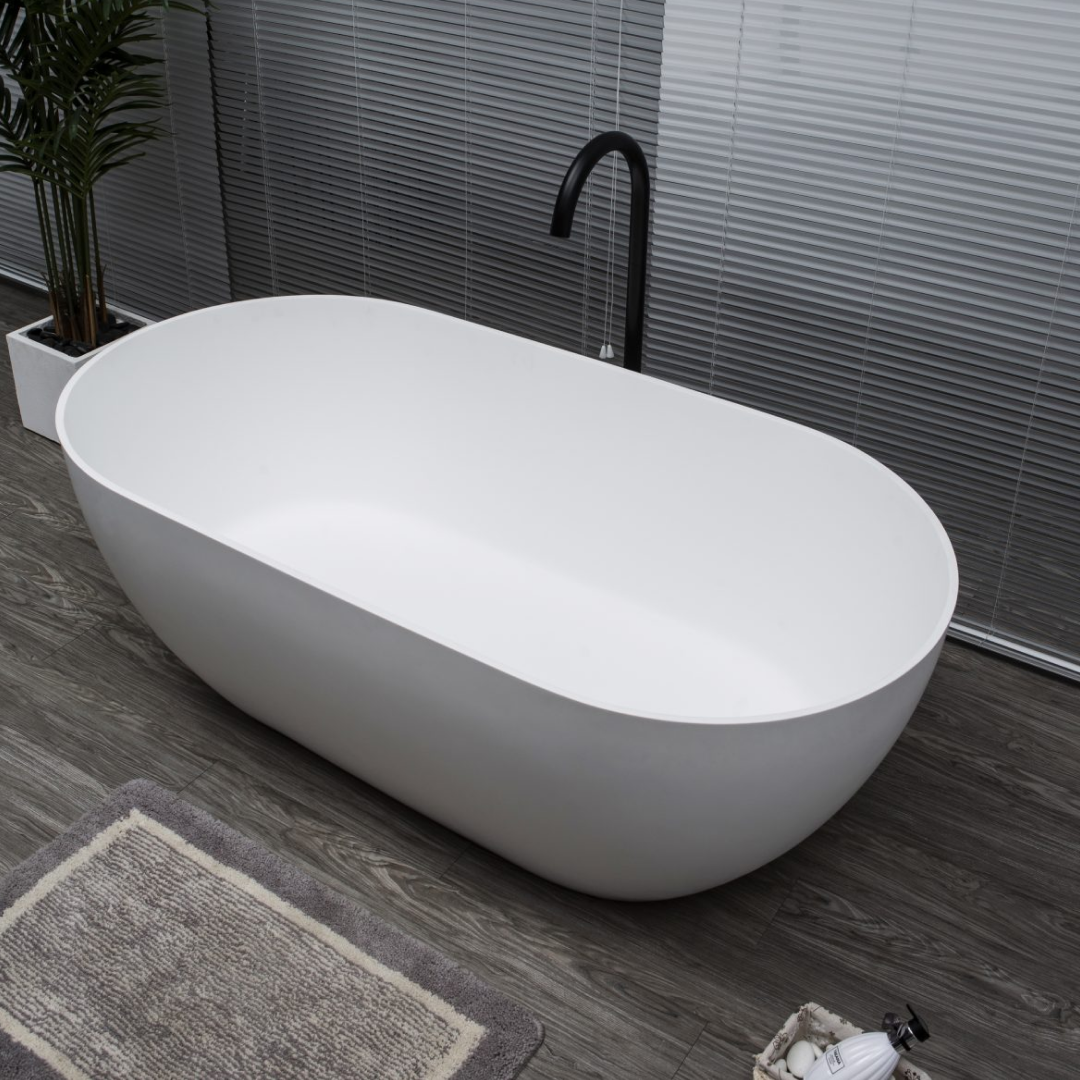 Kaskade Lucia VX12 1800 Freestanding Stone Bath No Overflow - Matte White - VX12-1800