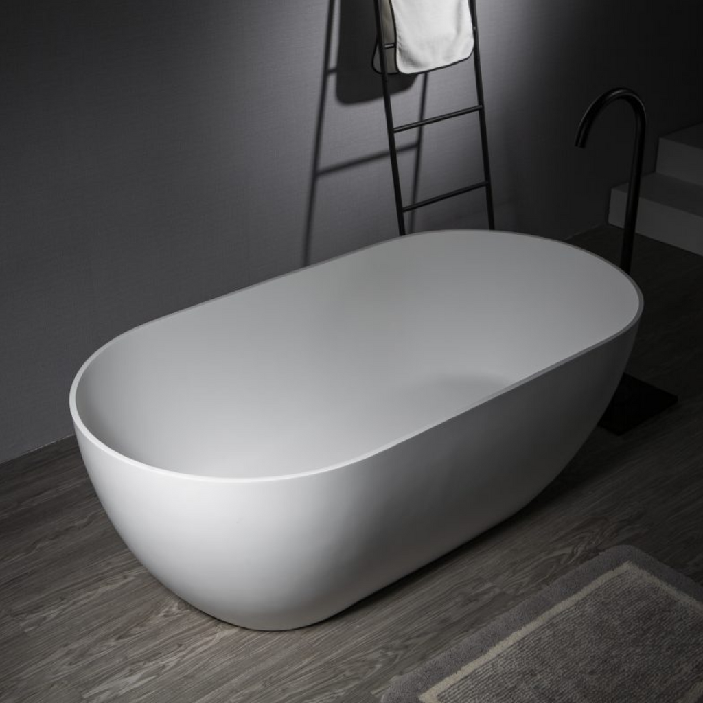 Kaskade Lucia VX12 1800 Freestanding Stone Bath No Overflow - Matte White - VX12-1800