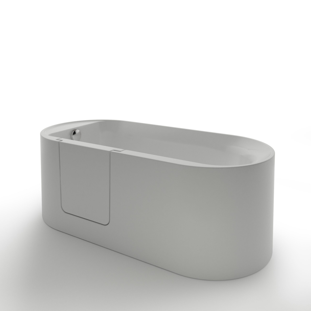 Kaskade Walden 1700 Walk-In Lie Down Freestanding Bath - Matte White VX30-1700-WALDEN