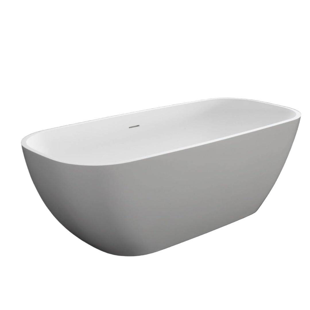 Kaskade Rachel VX34-1700 Freestanding Stone Bath Includes Overflow - Matte White - VX34-1700-NIK8639NA