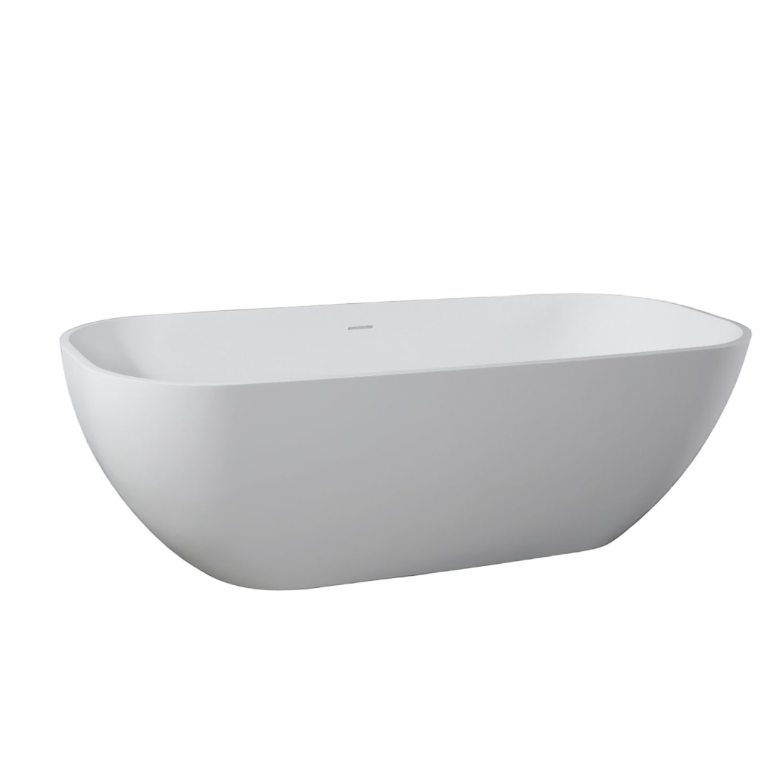 Kaskade Cassandra VX35-1815 Freestanding Stone Bath Includes Overflow - Matte White - VX35-1815-NIK8636NA