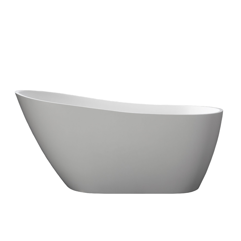 Kaskade Hannah VX36-1540 Freestanding Stone Bath Includes Overflow - Matte White - VX36-1540-NIK8641NA