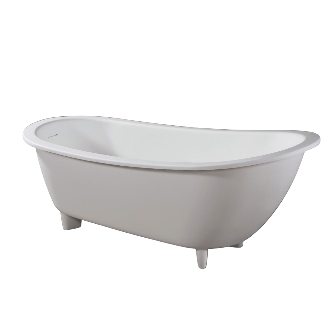 Kaskade Genevieve VX40-1700 Freestanding Stone Bath Includes Overflow - Matte White - VX40-1700-NIK8656KNA
