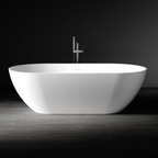 Kaskade Aveo MKII Freestanding Oval Stone Bath Includes Overflow - Matte White VX43-1780 - VX43-1780-NIK8619NA