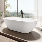 Kaskade Aveo MKII Freestanding Oval Stone Bath Includes Overflow - Matte White VX43-1780 - VX43-1780-NIK8619NA