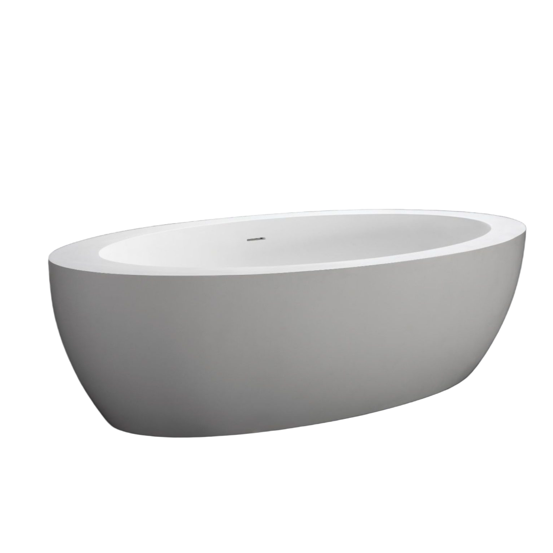 Kaskade Elizabeth VX44-1900 Freestanding Stone Bath Includes Overflow - Matte White - VX44-1900-NIK8615NA