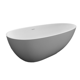 Kaskade Karolina VX45-1450 Freestanding Egg-Shaped Stone Bath Includes Overflow - Matte White - VX45-1450-NIK8608NA