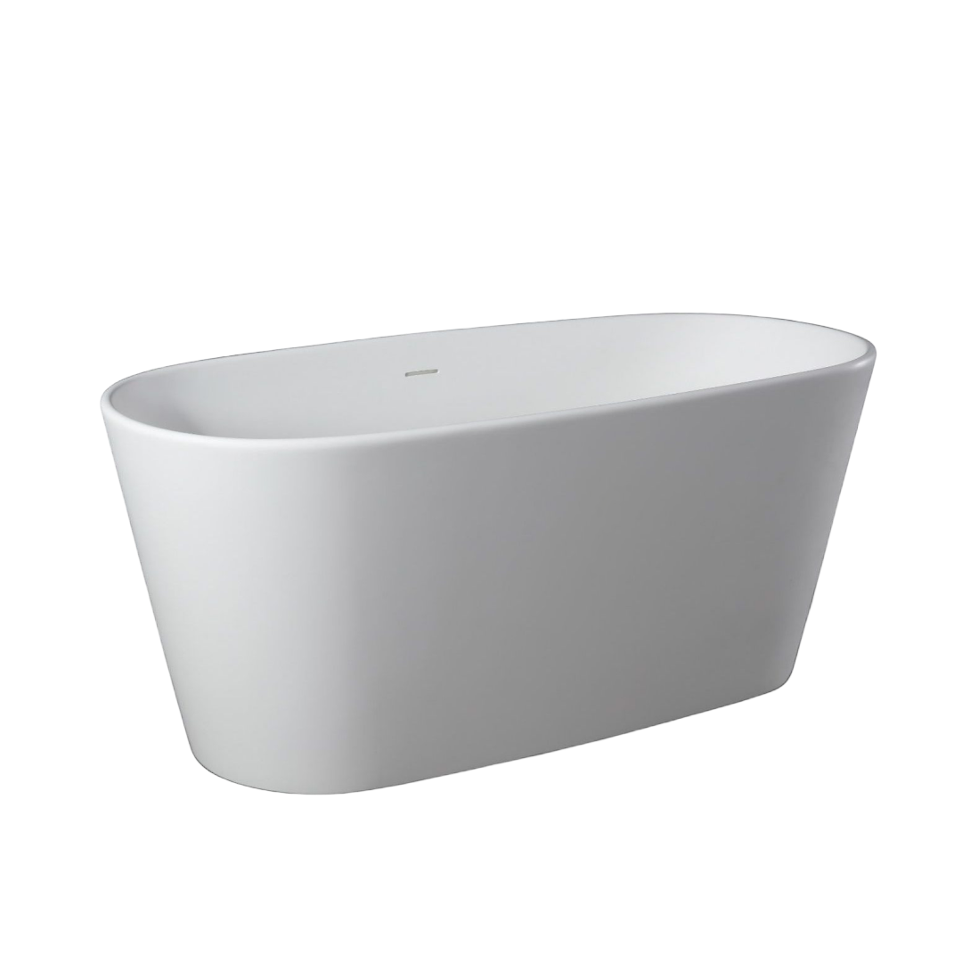 Kaskade Soaker VX47-1580 Freestanding Stone Bath Includes Overflow - Matte White - VX47-1580-NIK8602NA