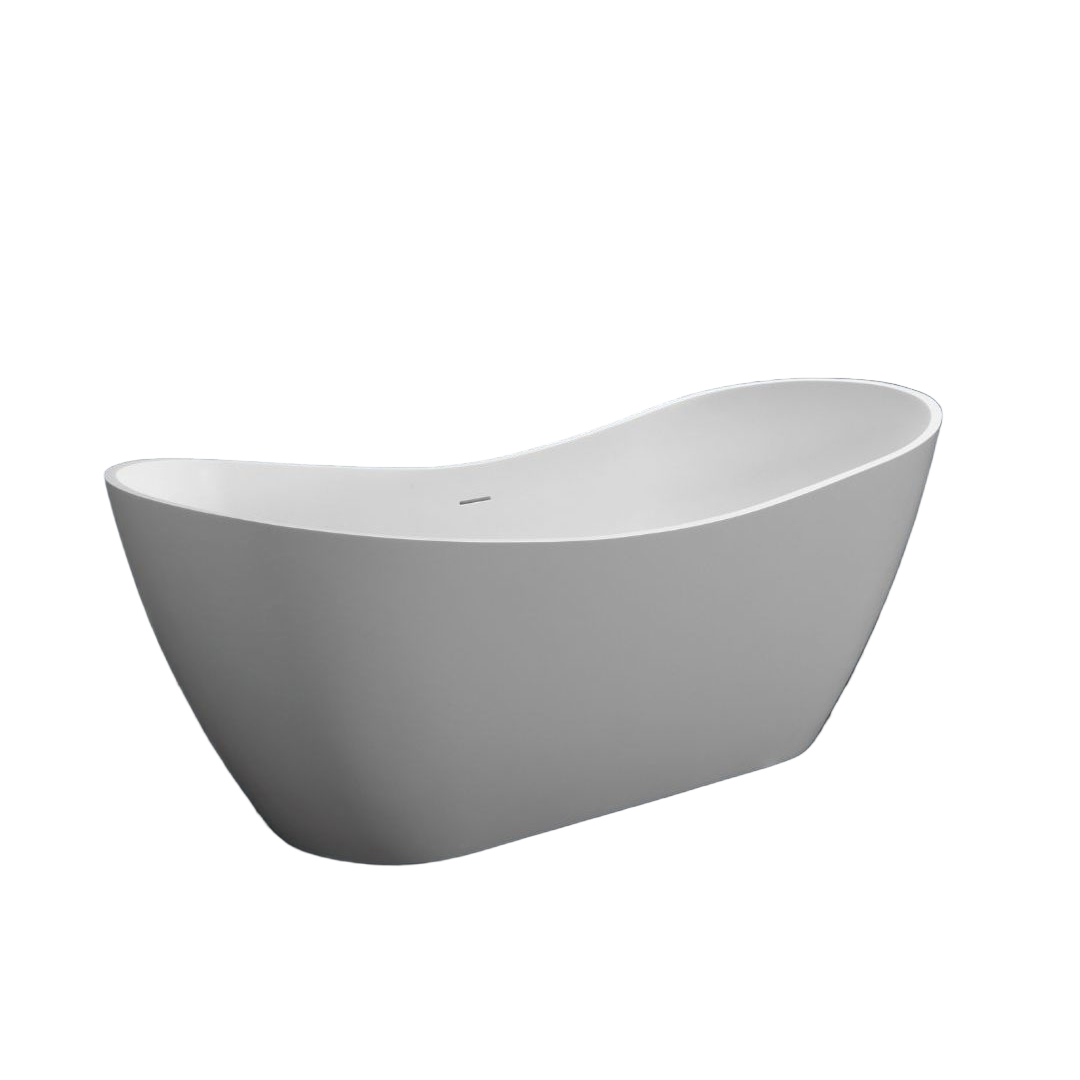 Kaskade Vicky VX49-1700 Freestanding Stone Bath Includes Overflow - Matte White - VX49-1700-NIK8647NA