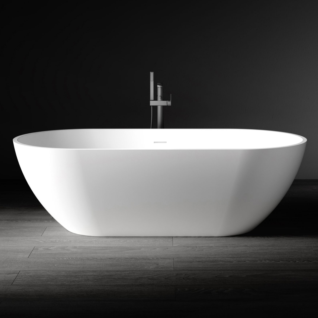 Kaskade Aveo MKII Freestanding Stone Bath Includes Overflow - Matte White VX78-1700 - VX78-1700-NIK8694NA