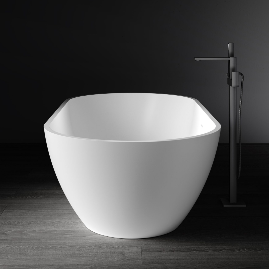 Kaskade Aveo MKII Freestanding Stone Bath Includes Overflow - Matte White VX78-1700 - VX78-1700-NIK8694NA