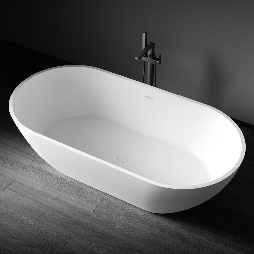 Kaskade Aveo MKII Freestanding Stone Bath Includes Overflow - Matte White VX78-1700 - VX78-1700-NIK8694NA