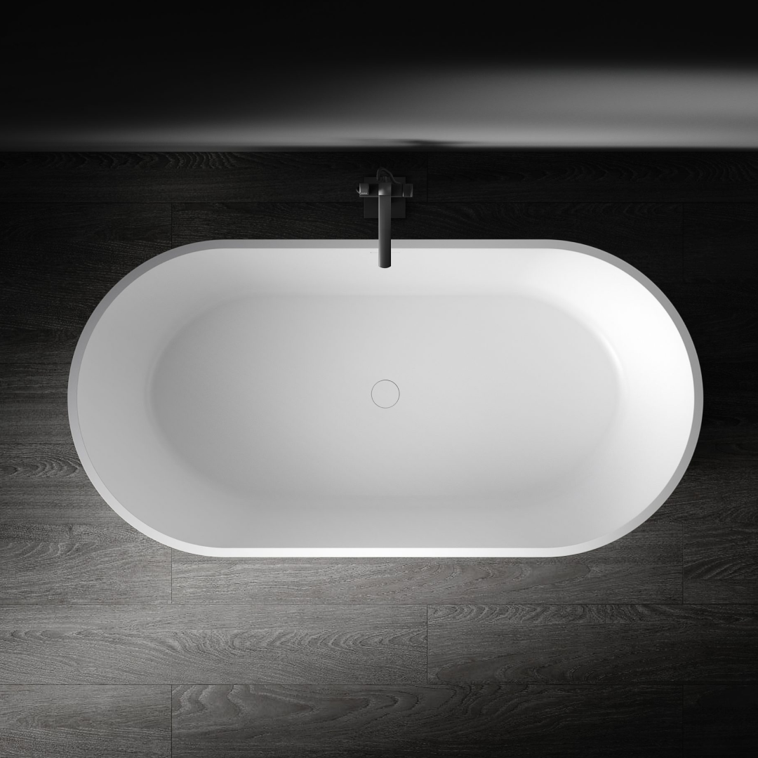 Kaskade Aveo MKII Freestanding Stone Bath Includes Overflow - Matte White VX78-1700 - VX78-1700-NIK8694NA