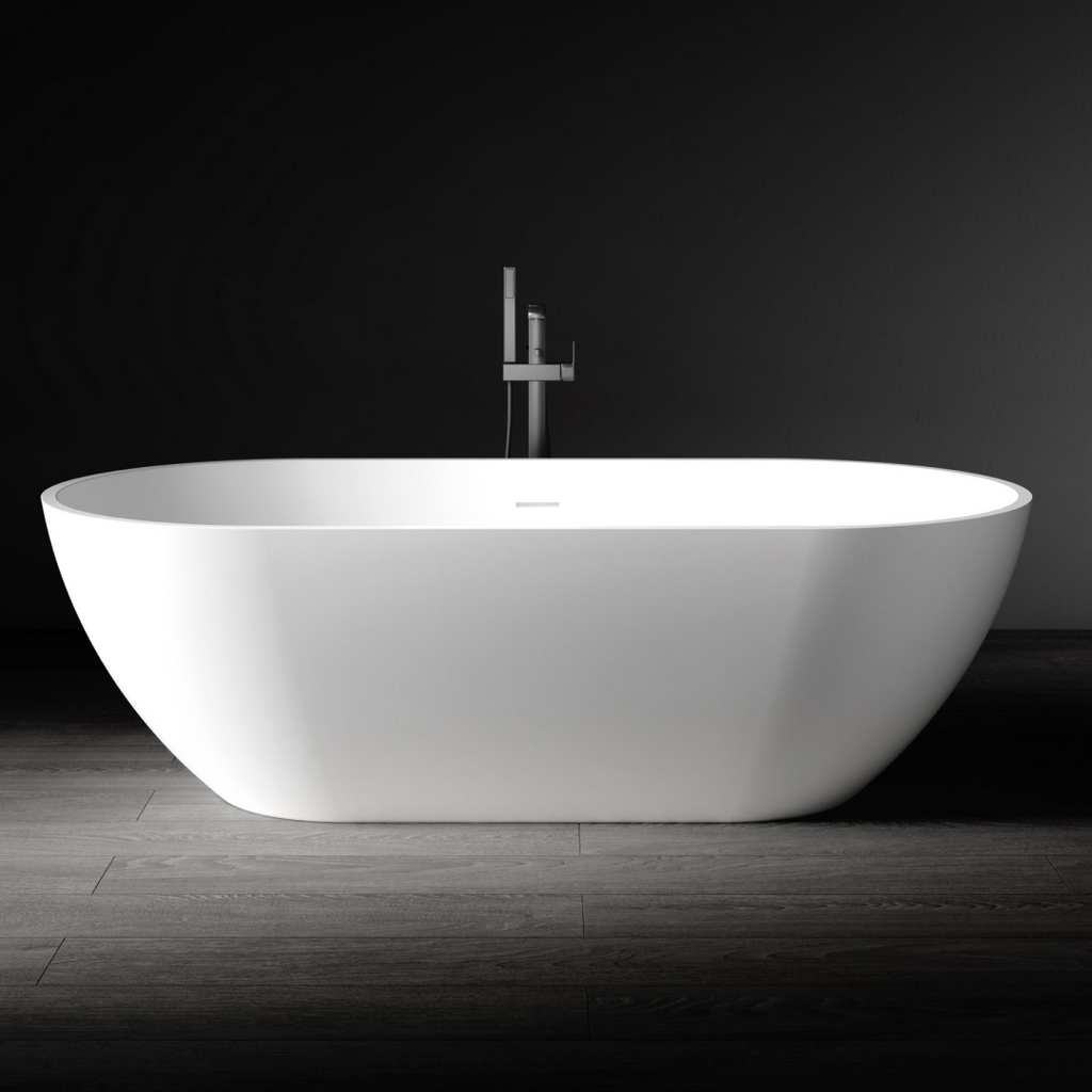 Kaskade Aveo MKII Freestanding Stone Bath Includes Overflow - Matte White VX80-1600 - VX80-1600-NIK6006NA