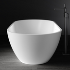 Kaskade Aveo MKII Freestanding Stone Bath Includes Overflow - Matte White VX80-1600 - VX80-1600-NIK6006NA