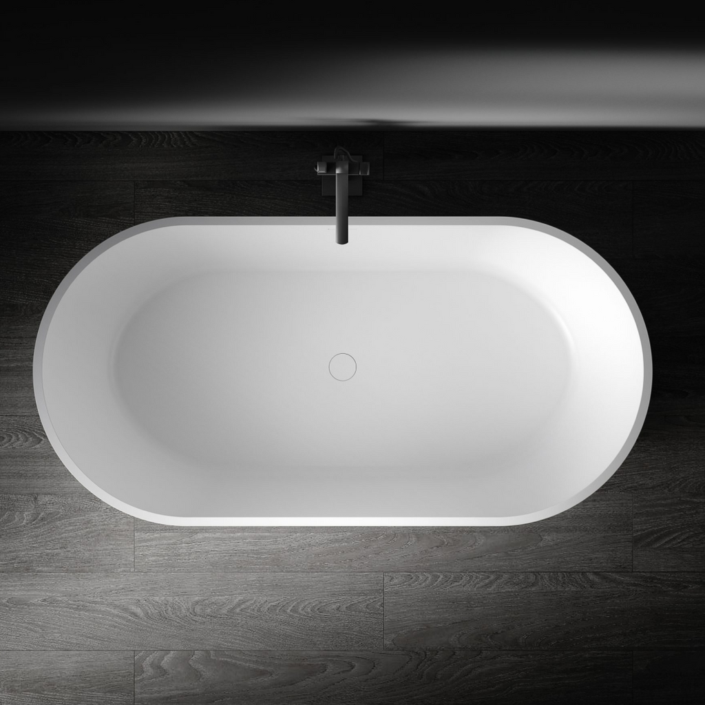 Kaskade Aveo MKII Freestanding Stone Bath Includes Overflow - Matte White VX80-1600 - VX80-1600-NIK6006NA