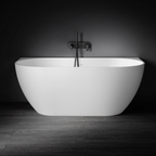Kaskade Bianca VC88-1500 Back to Wall Stone Bath Includes Overflow - Matte White - VX88-1500-NIK8696NA