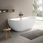 Kaskade Bianca VC88-1500 Back to Wall Stone Bath Includes Overflow - Matte White - VX88-1500-NIK8696NA