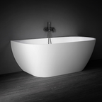 Kaskade Bianca VC88-1500 Back to Wall Stone Bath Includes Overflow - Matte White - VX88-1500-NIK8696NA