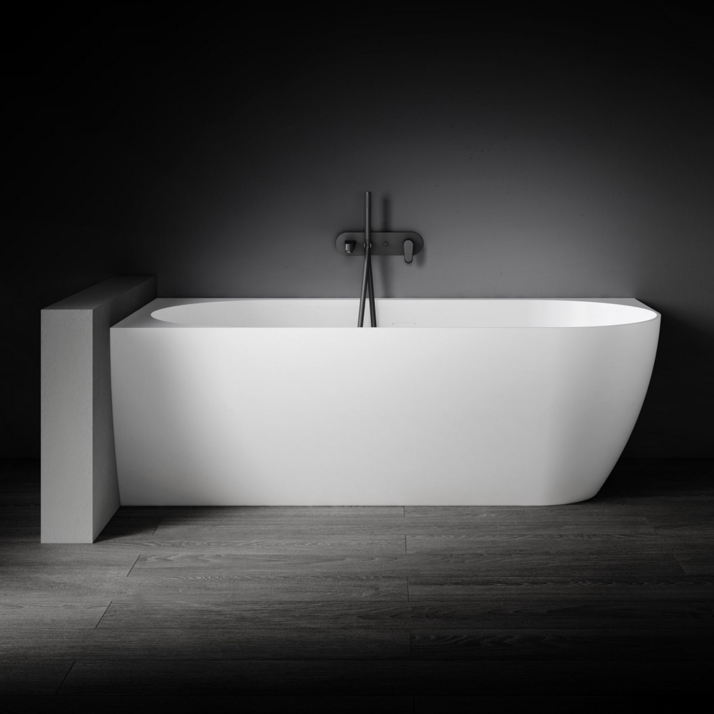 Kaskade Bianca VX89-1500 Corner Back to Wall Stone Bath Includes Overflow - Left Hand Corner - VX89-1500-NIK8698NA